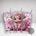Farmhouse Highland cow mug, Scottish cattle-themed tumbler,  adorable pink cow travel cup, floral western cow tumbler
